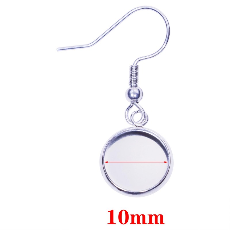 Shapenty Stainless Steel Earring Wire Fish Hook Blank Cabochon Bezel
