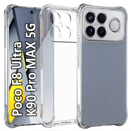USTIYA Case for Poco F8 Ultra/Redmi K90 Pro MAX 5G Clear TPU Four Corners Military-Grade Protection Cover Transparent Soft funda