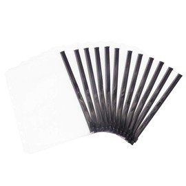 12pcs A5 Binder Pockets Cash Envelopes Black Zipper Pouch Loose Leaf Bags 6 Hole PVC Zip Folder for 6-Ring Budget Binder Inserts Sleeves Journal Filing Organizer