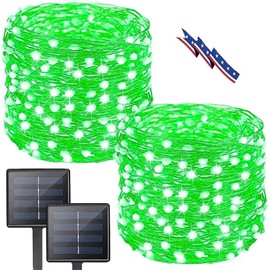 Solar String Lights Outdoor, 2-Pack 80FT 200 LED Solar Christmas Twinkle Lights Outside Waterproof Copper Wire 8 Modes Solar Fairy Lights for Garden Tree Christmas Party Birthday Decoration (Green)