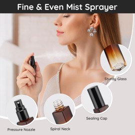 Segbeauty Atomizer Sprayer for Perfume, 5pcs 10ML Mini Glass Spray Bottles Cologne Dispenser, Portable Travel Perfume Bottle Refillable Sample Contanier, Empty Perfume Making Kit with Refill Tool