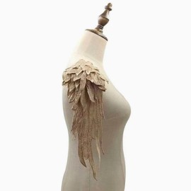 JRYYR Angel Wings Applique - Lace Shoulder Wings 1 Pair (Khaki)