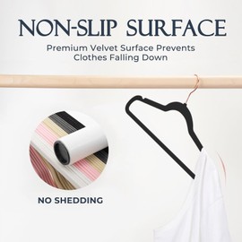 HOUSE DAY Black Velvet Hangers 60 Pack, Premium Non-Slip Felt Hangers, Sturdy Black Clothes Coat Hanger Heavy Duty, Durable Suit Hanger for Space Saving, No Marks Gold Hook