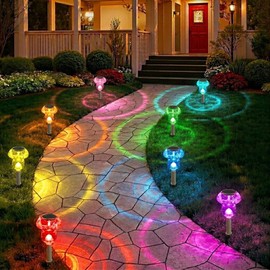 Benany Solar Lights Outdoor, 8 Pack Mushroom Lights Outside Waterproof, Solar Powered LED Lighting for Garden, Yard, Landscape, Path, Pathway, Lawn, Walkway, Driveway, Backyard Decor (Color Changing)