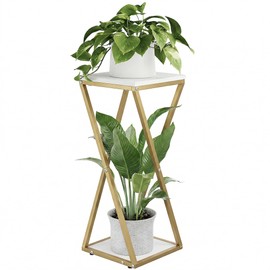 Tall Plant Stand Indoor Corner Plant Shelf Tiered Plant Stand Wood Plant Table Heavy Duty Flower Pot Stands Metal Plant Holder for Living Room Bedroom Hallway(GOLD)