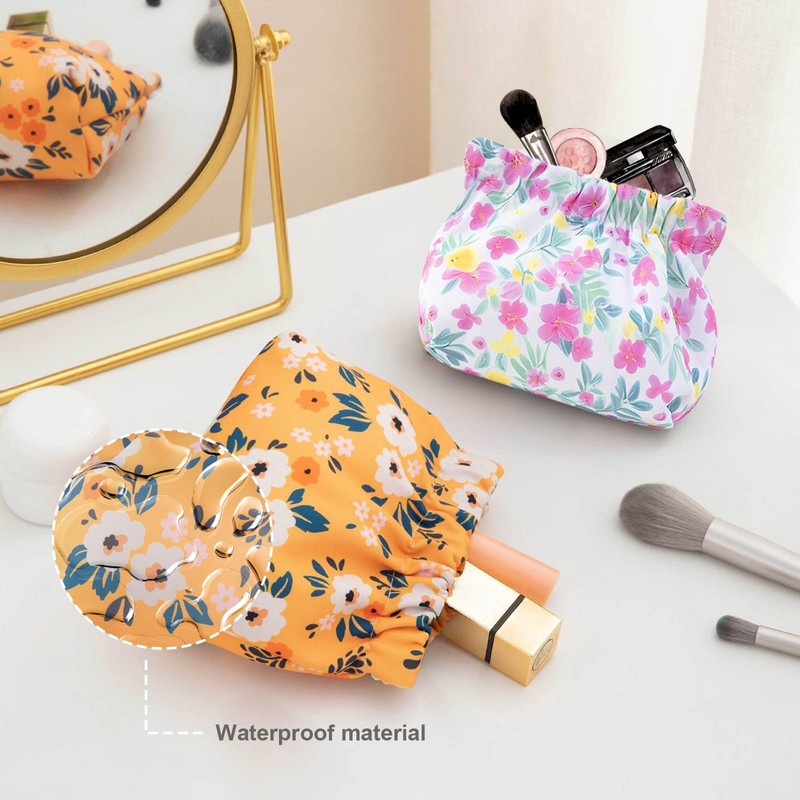 SHCHME Corduroy Makeup Bag,6 PCS Corduroy Elastic Hair Tie Organizer