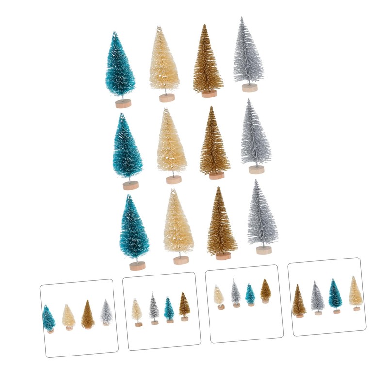 SHOWERORO Artificial Mini Christmas Trees Vivid Pine Trees Desktop Ornaments