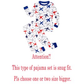 KikizYe Little Boys Pajamas Boys Long Sleeve Airplane Pjs Kids Plane Jammies Cotton Sleepwear Size 6