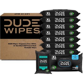 DUDE Wipes - Flushable Wipes - Unscented 8 Pack + Mint, 402 Ct.- XL Wipes with Aloe Vera  - Septic & Sewer Safe Better Than Toilet Paper