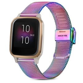 Issinlky Metal band for Garmin Venu Sq/Sq Music/Venu Sq 2/Sq 2 Music, 20mm Stainless Steel band for Garmin Venu 2 Plus/Vivoactive 3/3 Music/Vivoactive 5/Venu/Vivomove HR/Forerunner 55 245 645