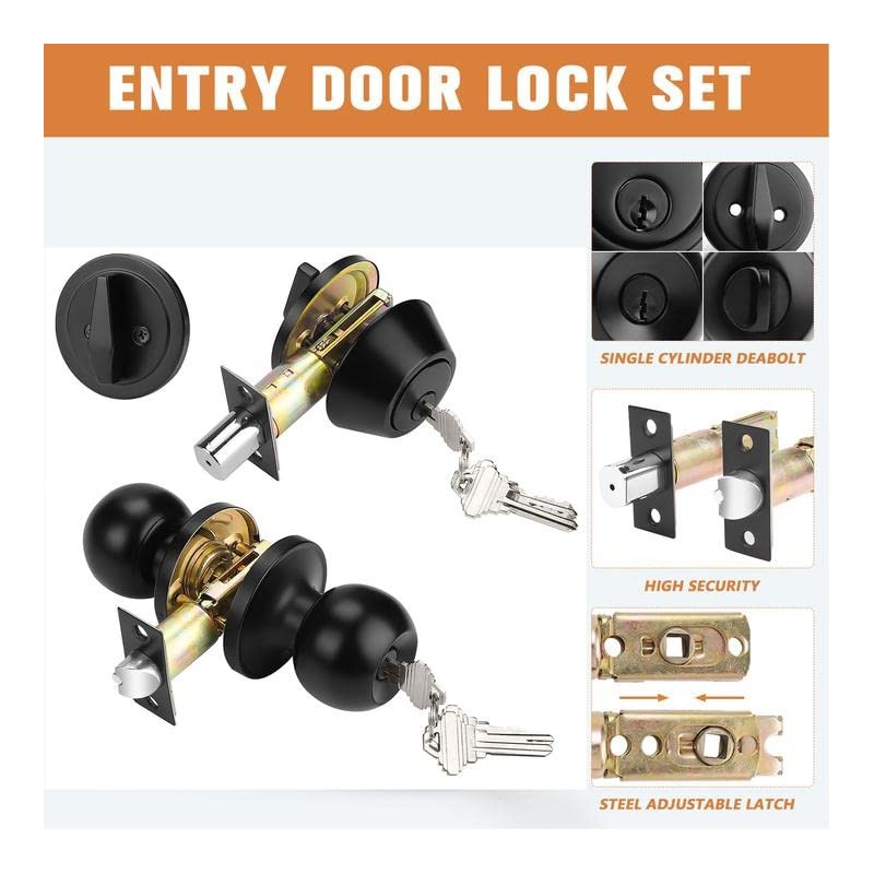 Probrico Keyed Alike Entry Door Knobs Lock Set and Single