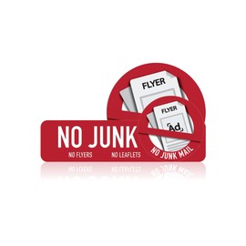 Waterproof No Junk Mail Stickers for Mailbox Mixed Pack Rectangular And Round Stickers