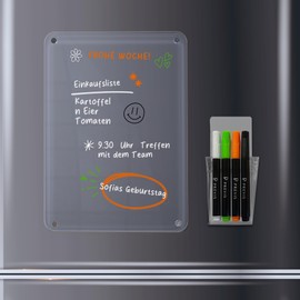 PREVIS Magnetic Board Fridge Acrylic Film Whiteboard Magnetic Board A4 - Family Planner Wipe Clean Kitchen 4 Colourful Markers - Dry Erase Board Note Board Weekly Planner Planner - Magnetic Board Film