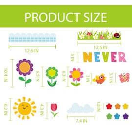 Spring Bulletin Board Decorations - 168Pcs Spring Classroom Decorations Spring Cutouts with Grass Bulletin Board Borders for Home Chalkboard Wall Door Decor