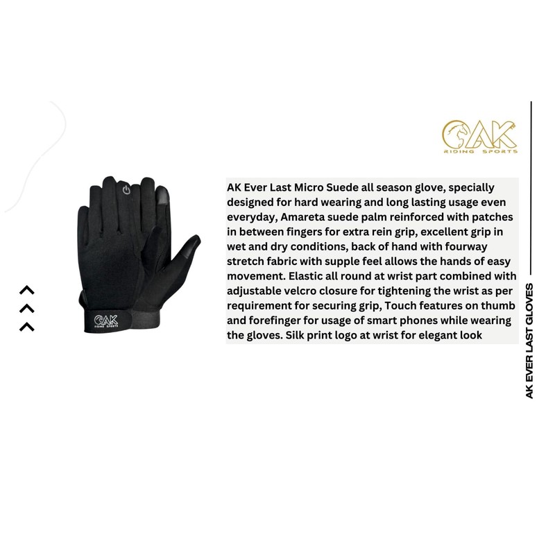 AK Ever Last Micro Suede all season Horse Riding Glove