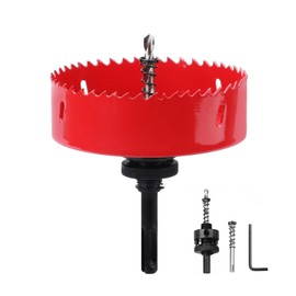 4 inch / 102mm Hole Saw with 1 pc SDS Plus Arbor and 1 pc Hex Shank Arbor, HSS Bi-Metal Hole Drilling Cutter for Wood Boards Plastic and Thin Metal (4 inch / 102mm)
