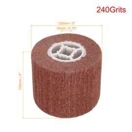 QUARKZMAN 120 mm x 100 mm 240 Grit Non-Woven Polishing Burnishing Wheel Nylon Wire Drawing Abrasive Flap Wheel for Stainless Steel Copper, Red