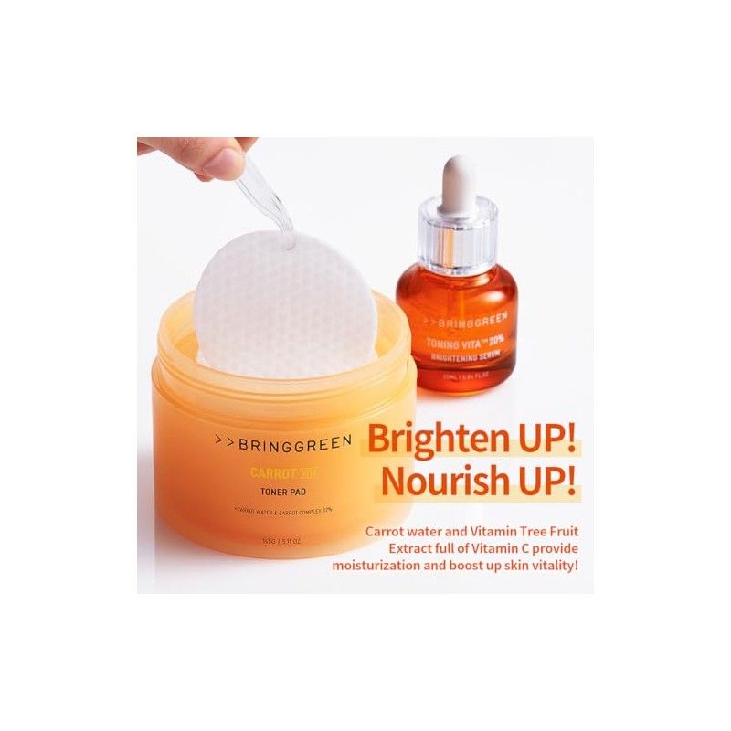 BRING GREEN Carrot Toner Pad for Even Skin Tone &