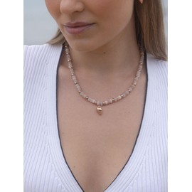 Purelei® Seafoam Necklace - Elegant Pearl Necklace with Shell Pendant Made of Stainless Steel in Gold, Silver or Rose Gold - 40-45 cm - Quartzite Jade & Stainless Steel - Summer Design, Stainless