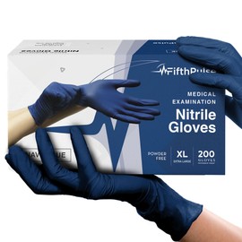 Navy Nitrile Medical Gloves X Large, 200 Count - Surgical Grade Latex Free Disposable Gloves X Large Rubber Gloves (Guantes Desechables)