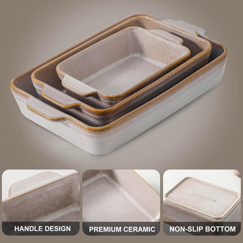 HVH 9x13 Baking Dish Set, Large Casserole Dishes for Oven,
