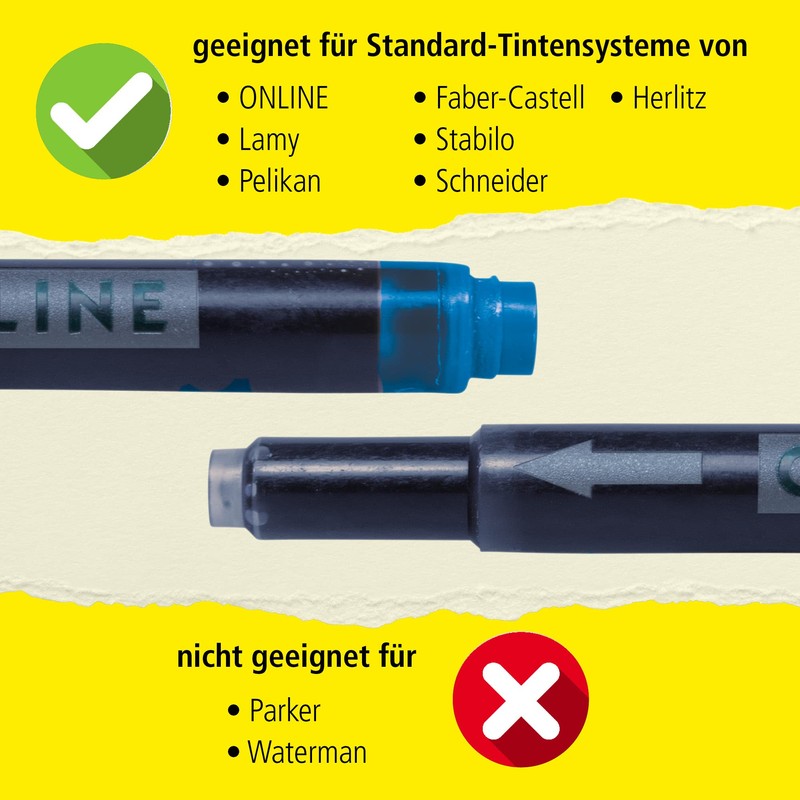 Online Combination Fountain Pen Cartridges, Universal Cartridges Compatible with All