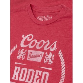 Tee Luv Men's Distressed Coors Banquet Beer Rodeo Bull Shirt, Red Heather, S