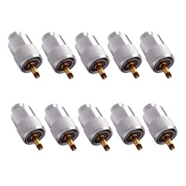 10 Pack UHF/PL-259 Solder Connector Plug with Reducer for RG8x, RG8, RG59, LMR-400, RG-213 Coaxial Coax Cable，Teflon Material 50ohm Low Loss RFAdapter Compatiable with Ham Radio Antenna