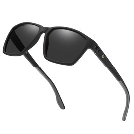 DUCO Polarized Sunglasses for Men and Women Matte Finish Blocking Stylish Design for Driving and Outdoor Activities 6302 (Matte Black Frame Grey Lens)