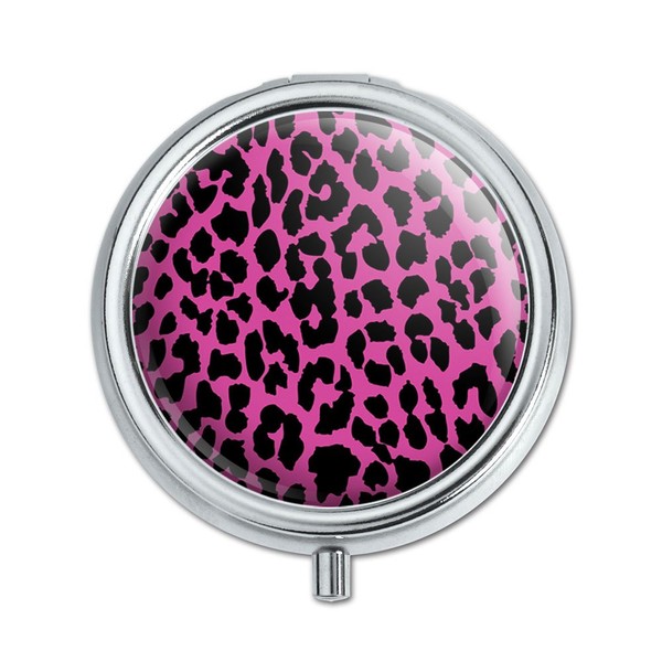 Leopard Print Pink and Black Pill Case Trinket Gift Box