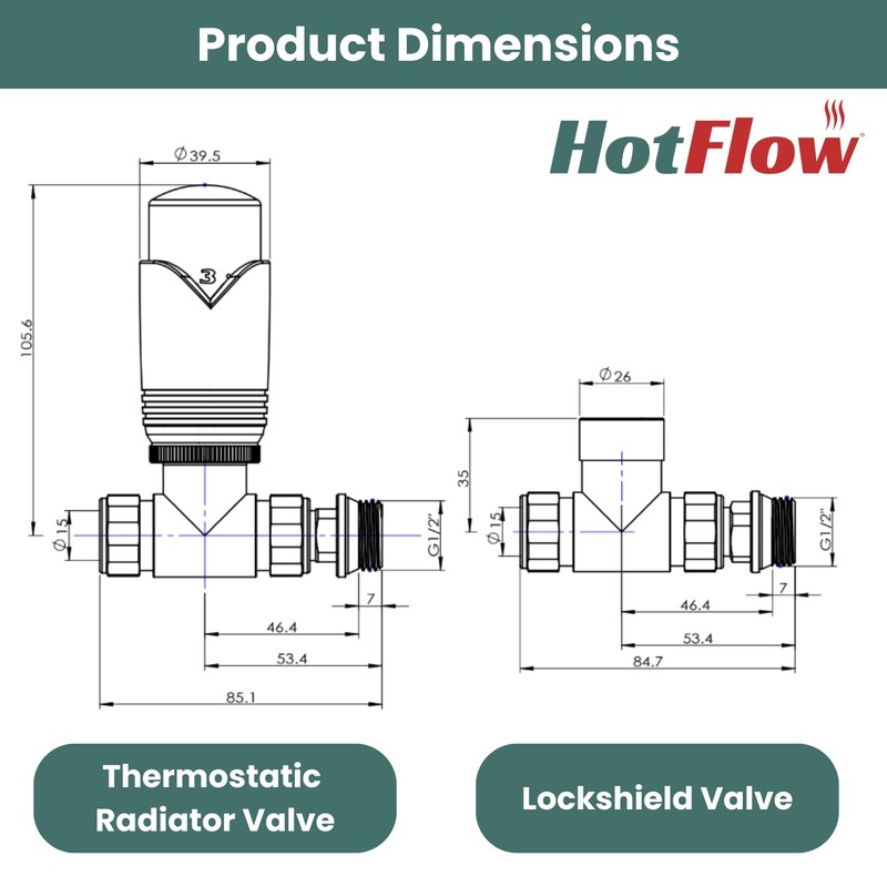 Hot Flow White Marella 3 Modern Thermostatic Radiator Valve Straight