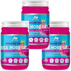 Sea Moss Gel by BioVitalica - Irish sea Moss raw Organic - Premium Quality - Dr Sebi, Vegan superfood for Cells - 100% Natural Seamoss Gel (Pack of 3, Dragon)