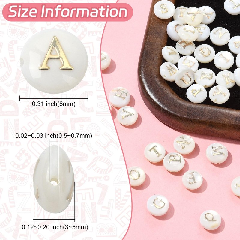 Airssory 26 Pcs Natural Freshwater Shell Letter Alphabet Loose Beads