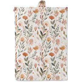 ICAAV Floral Fall Garden Blanket 50×60 Inch,Soft Beige Botanical Lightweight Flannel Throw with Autumn Wildflower,Boho Rustic Farmhouse Home Decor,Gifts for Girls,Women