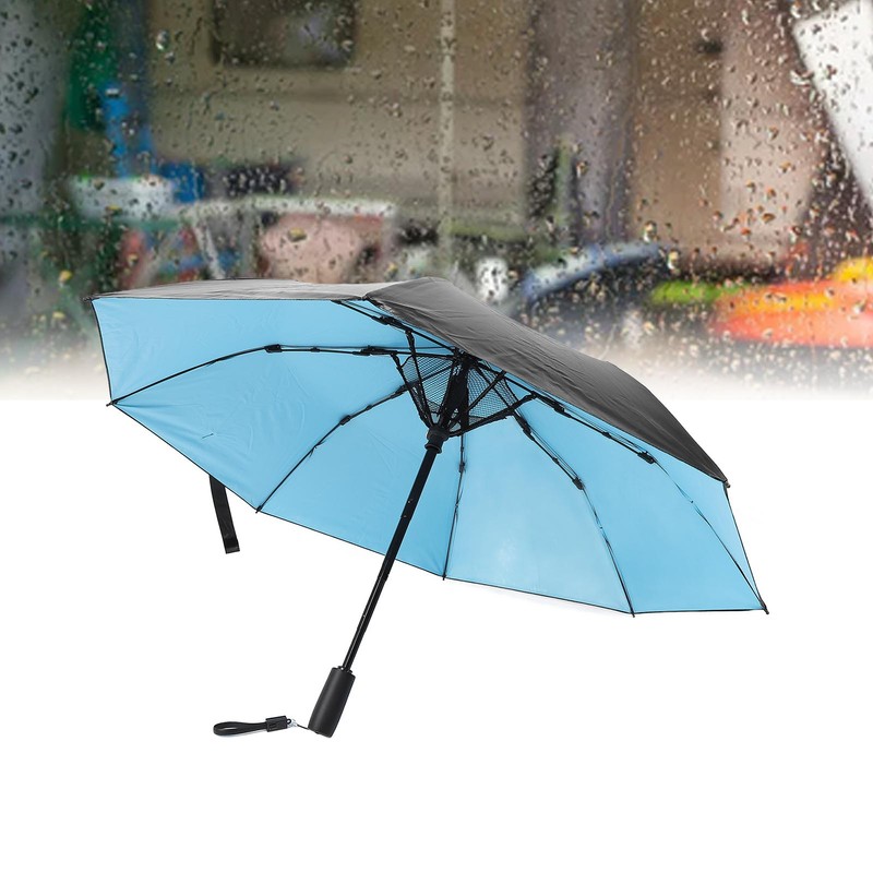 Portable Umbrella with Fan 8 Fiberglass Ribs Windproof Umbrella for