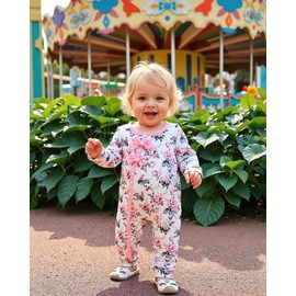 Mioglrie Baby Girl Clothes 0-3 Months Baby Girl Clothes Baby Rompers Girl White Pink Floral Long Sleeved Long Pants Jumpsuit