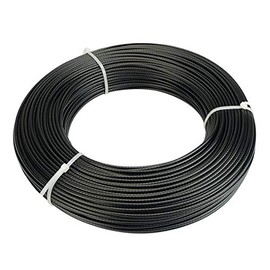 Muzata 85ft Black Vinyl Coated Wire Rope 1/16" Thru 3/32" Stainless Steel Aircraft Cable 7x7 Strand Outdoor Indoor String Light Hanging Suspension DIY Clothesline WR10