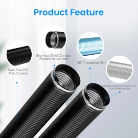 iPower 8in 25 Ft Aluminum Ducting Vent Hose for Heating Cooling Ventilation and Exhaust