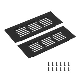 sourcing map Rectangle Ventilation Grille, Aluminum Alloy Mesh Air Vent Cover Louvered Ventilation Cover with Mounting Screws for Cabinet Wardrobe Shoe Closet (150x60mm/6"x2", Black)