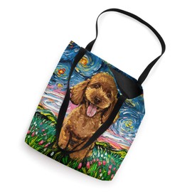 Apricot Poodle Starry Night Cute Puppy Dog Art by Aja Tote Bag