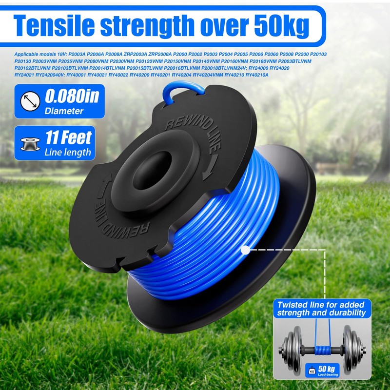AC14RL3A String Trimmer Replacement Spool Line 0.065 Inch for Ryobi