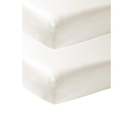 Meyco 564201 2-Pack Fitted Sheet, Cot, Offwhite