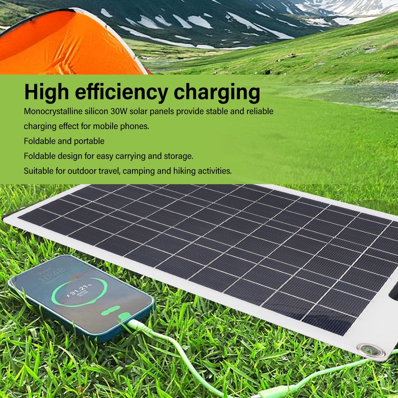 30W Solar Panel 5V Dual USB Monocrystalline Silicon Solar Cell
