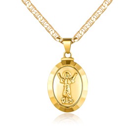Barzel 18K Gold Plated Baby Jesus/Divinio Nino Necklace With Mariner Chain – Made In Brazil (20 Inches)