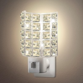 LED Night Light, Night Lights Plug Into Wall with Manual On/Off Switch, Plug in Nights Light with 360° Swivel Plugs Design, Nightlight for Bedroom, Hallway, Warm White Lights(Crystal Diamond)