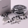 HanlinCC Saint Michael the Archangel Hematite Black Stone Beads Rosary