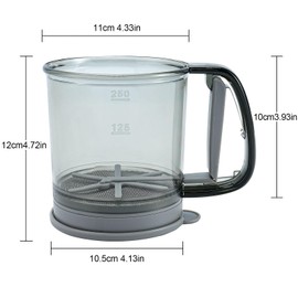 Double Layer Fine Mesh Flour Sifter for Baking, 1.5 Cup Plastic Sifter for Powdered Sugar with Tray, One Hand Press Design Sifter Strainer for Kitchen Cakes …