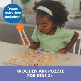Educational Insights ABCs & Letter Sounds Wooden Puzzle - Alphabet Puzzles for Toddlers, Preschool Montessori Toys, Fine Motor Sets & Games, Learning Uppercase and Lowercase Letters for Kids Ages 3+