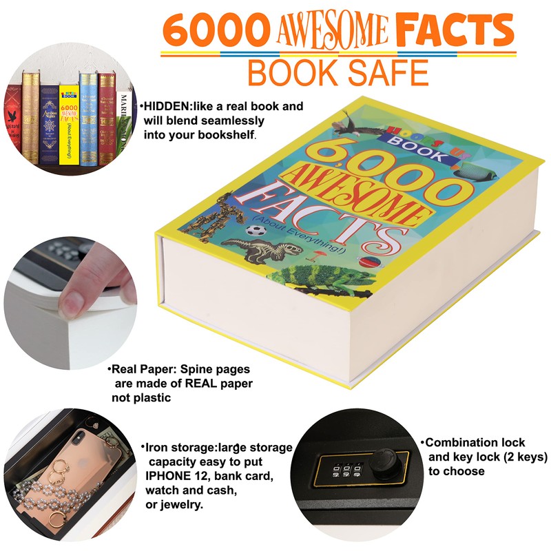 Facts Book Safe with Combination Lock Secrect Hidden Safe,Diversion Book