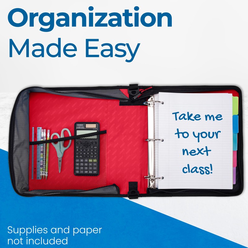 Case-it Classic Zipper Binder | 2-Inch O-Rings, 350 Sheet Capacity,